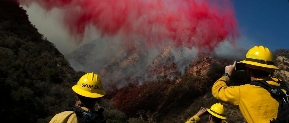 Mehr als 8000 Feuerwehrleute kämpfen gegen die Flammen, unter anderem mit Löschflugzeugen.