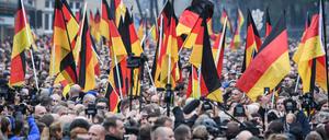 Teilnehmer einer Demonstration von AfD und Pegida in Chemnitz 