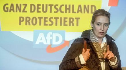 Alice Weidel, Fraktionsvorsitzende der Alternative für Deutschland (AfD) im Bundestag, kommt bei der Europawahlversammlung der Alternative für Deutschland auf die Bühne. 