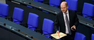 Olaf Scholz (SPD), Bundesminister der Finanzen, im Bundestag 
