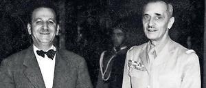 Libanons Premierminister Sami Solh (l.) mit dem französischen Gouverneur General Georges Catroux im Jahr 1943. 