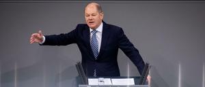 Olaf Scholz spricht am Dienstag im Bundestag.