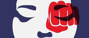 Ein Plakat gegen Gewalt gegen Frauen.