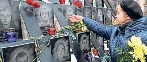 Instytutska Straße in Kiew: Gedenken an die „Himmlischen Hundert“, die bei den Maidan-Demonstrationen im Februar 2014 ihr Leben verloren.
