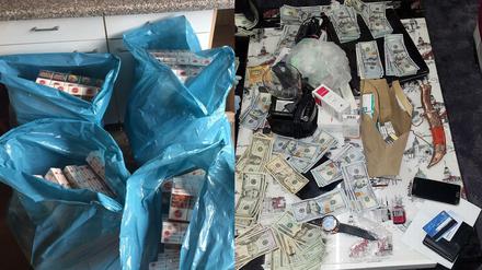 Die Hehlerware und hohe Summen Bargeld in Euro und US-Dollars 