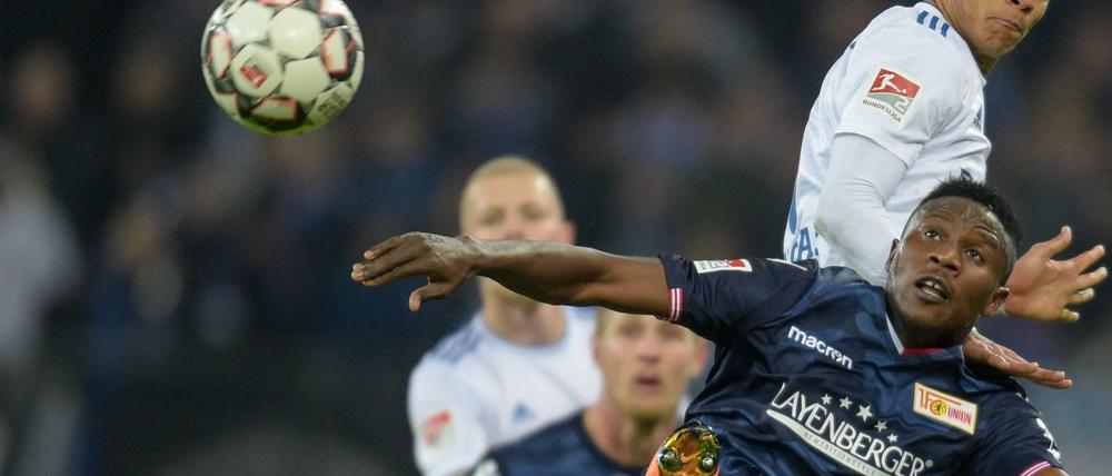 Unions Berlins Suleiman Abdullahi traf in Hamburg spät zum 2:2-Ausgleich.