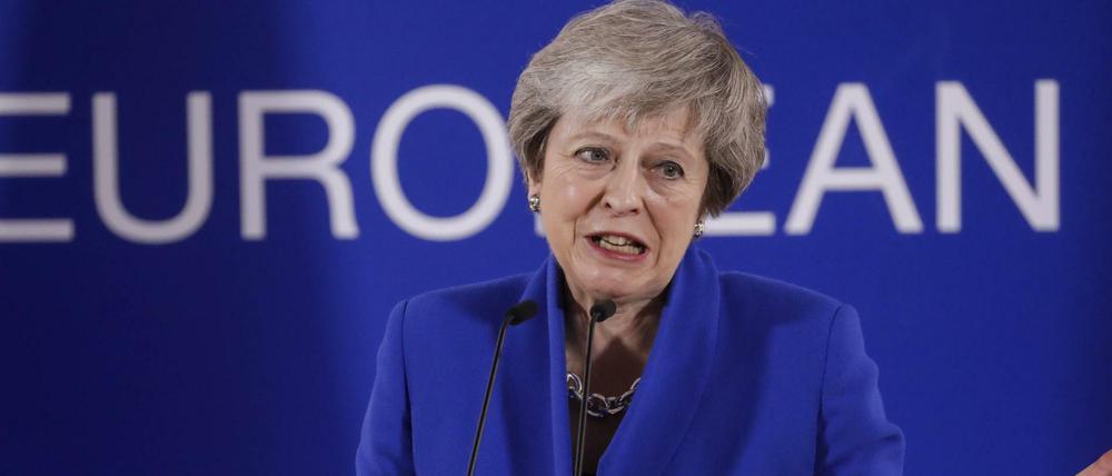 Die britische Premierministerin Theresa May auf der Pressekonferenz am Ende des EU-Gipfels.