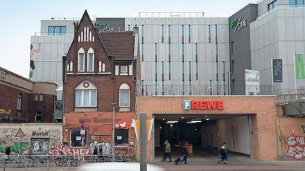 Eingemauert. Eigentlich müsste man das kleine Haus packen und woanders hinstellen.