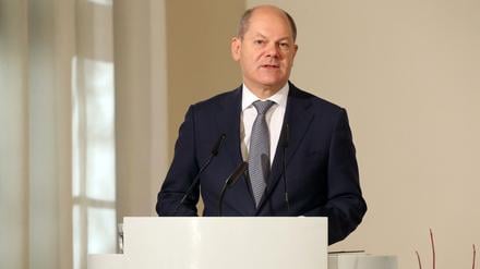 Finanzminister Olaf Scholz (SPD) am Mittwoch bei seiner Rede in der Humboldt-Universität.