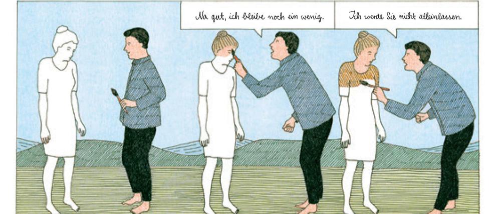 Surrealistische Momente: Eine Seite aus „Die schwebenden Liebenden“.