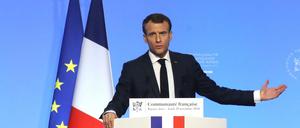 Staatschef Macron bei seinem Auftritt vor den Auslandsfranzosen in Buenos Aires.