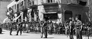 Britische Soldaten in den vierziger Jahren in Jerusalem.