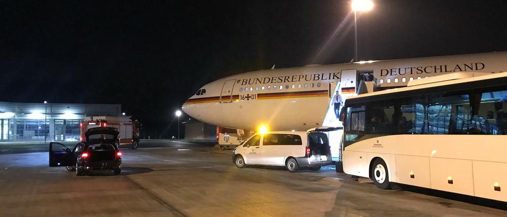 Das Regierungsflugzeug auf dem Flughafen Köln-Bonn