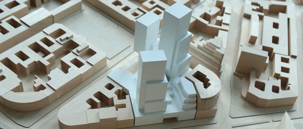 Modell eines Hochhaus-Ensembles am Kurfürstendamm Ecke Joachimsthaler Straße.