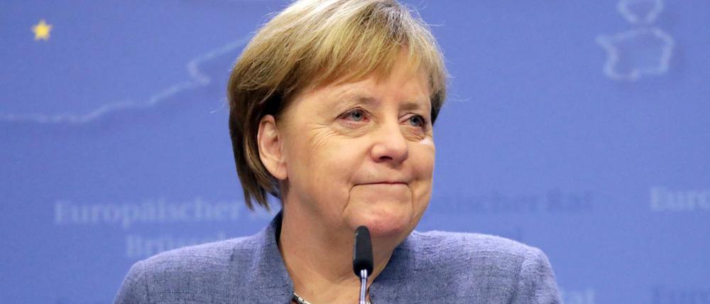 Bundeskanzlerin Angela Merkel spricht beim EU-Gipfel.