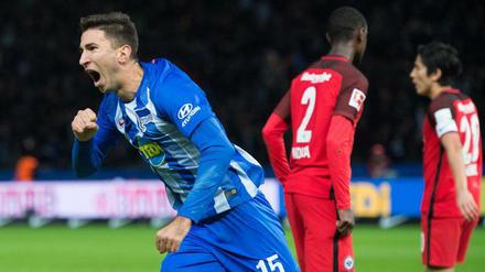 Da kann man sich schon mal freuen. Marko Grujics erstes Bundesliga-Tor für Hertha war gleich mal drei Punkte wert.