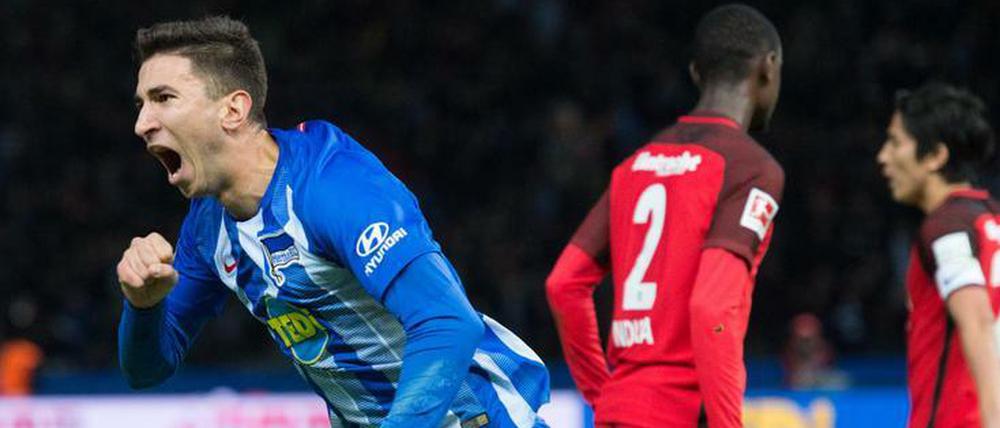 Da kann man sich schon mal freuen. Marko Grujics erstes Bundesliga-Tor für Hertha war gleich mal drei Punkte wert.