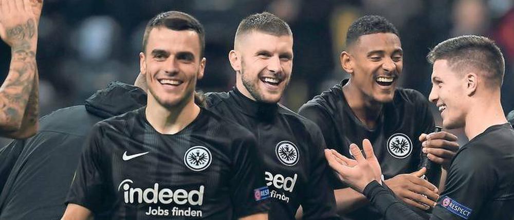 Einer trifft immer. Ante Rebic, Sébastien Haller und Luka Jovic (v. l.) waren keine großen Nummern, als sie vom früheren Stürmer Fredi Bobic nach Frankfurt geholt wurden. 