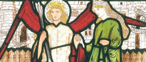 Veredelung des ganzen Lebens. Edward Burne-Jones’ Glasmalerei „Der Gott der Liebe und Alceste“ von 1861/64 gehört zu den 500 Entwürfen für Glasfenster, die in der Manufaktur seines Freundes William Morris realisiert wurden.