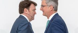 Bram Schot (l.), bislang Audi-Vertriebsvorstand, folgt auf Rupert Stadler, dem nach der Haftentlassung ein Verfahren in der Diesel-Affäre erwartet. j