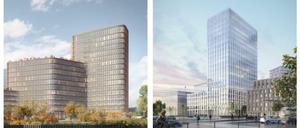 Links das Hochhaus im Norden, rechts das Hochhaus im Süden.