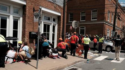 Charlottesville am 12. August 2017 am Ort der tödlichen Autofahrt 