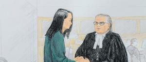 Gerichtszeichnung: Meng Wanzhou (links) mit ihrem Anwalt