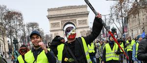 "Gelbwesten" am Samstag auf den Champs Elysées in Paris