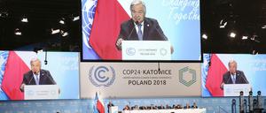 Der UN-Generalsekretär Antonio Guterres spricht während des Weltklimagipfels.