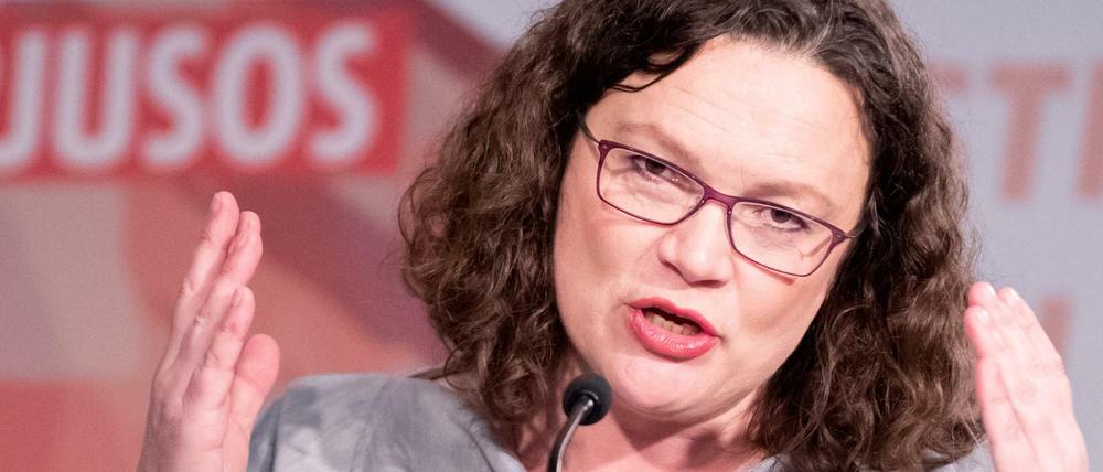 Seit jeher mit der Politik verwachsen: Die SPD-Vorsitzende Andrea Nahles Anfang Dezember beim Bundeskongress der Jusos.