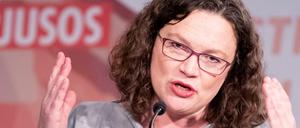 Seit jeher mit der Politik verwachsen: Die SPD-Vorsitzende Andrea Nahles Anfang Dezember beim Bundeskongress der Jusos.