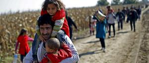 Migranten gehen 2015 auf die kroatische Grenze zu. Nach Angaben einer Menschenrechtsorganisation kann es ihnen inzwischen in Kroatien passieren, dass sie illegal nach Bosnien abgeschoben werden. 