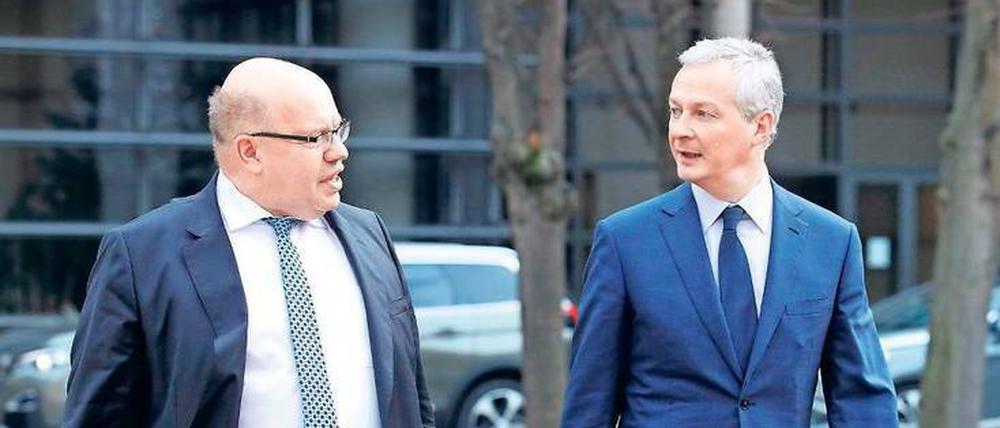 Auf Achse. Wirtschaftsminister Peter Altmaier und Bruno Le Maire