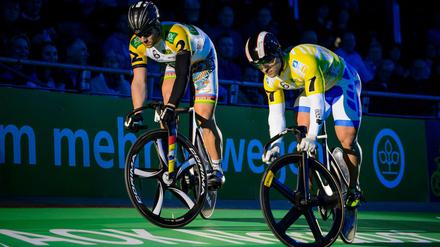 Berliner Hoffnungen. Maximilian Levy (l.) und Robert Förstemann wollen im Velodrom Rekorde jagen.