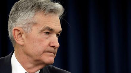 Jerome Powell, Chef der US-Notenbank (Fed), am Mittwochabend bei der Verkündung der Leitzinserhöhung.