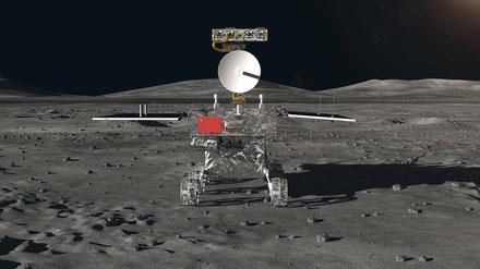 Mondäne Technik. Noch hat der Rover der chinesischen Mission Chang’e 4 keinen Namen und ist auch noch nicht wie geplant auf der erdabgewandten Seite des Trabanten gelandet. Die Illustration zeigt ihn, wo er hin soll: im Südpol-Aitken-Becken. 