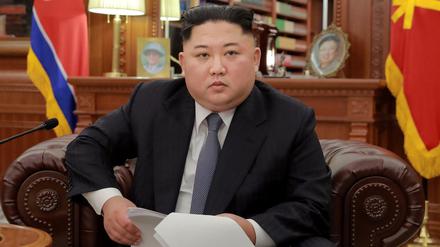 Kim Jong Un bei seiner Neujahrsansprache.