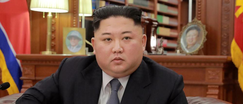 Kim Jong Un bei seiner Neujahrsansprache.