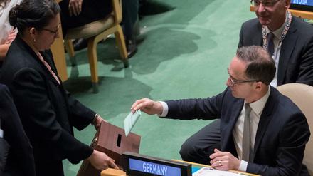 Bundesaußenminister Heiko Maas bei der UN-Generalversammlung 2018, bei der Deutschland für zwei Jahre in den Sicherheitsrat gewählt wurde.