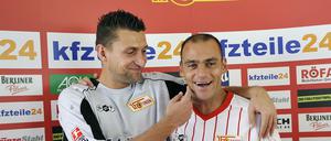 Ausflug in alte Zeiten. 2009 spielten Marco Gebhardt und Torsten Mattuschka gemeinsam für die Union-Profis, am Wochenende sind sie in der Oldie-Mannschaft wiedervereint. 
