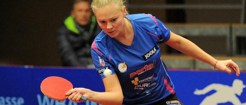 Georgina Pota vom TTC Eastside hatte Pech mit ihrem Schläger.