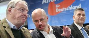 Andreas Kalbitz, Landesvorsitzender der Brandenburger AfD, mit Alexander Gauland (links), dem AfD-Bundesvorsitzendern. 
