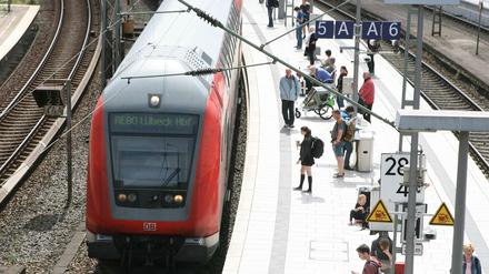 Bahn-Reisende auf dem Hamburger Hauptbahnhof. 
