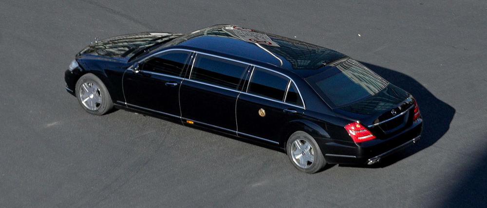 In der dieser Karosse könnte er sitzen: Eine Luxuslimousine beim wie immer geheimnisumwitterten Besuch von Kim Jong Un in China.