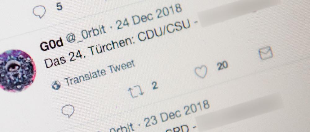Ein Profil bei Twitter, auf dem auf Daten von Politikern verlinkt wird.