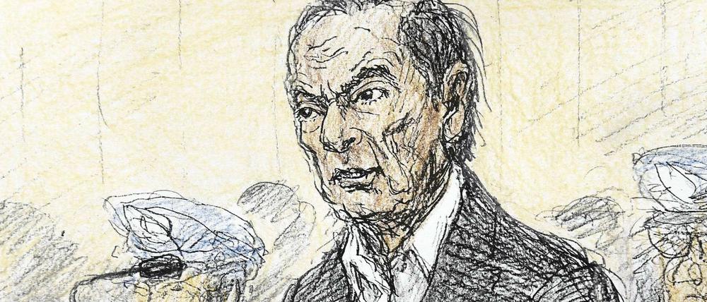 Eine Zeichnung aus dem Gerichtssaal von Carlos Ghosn.