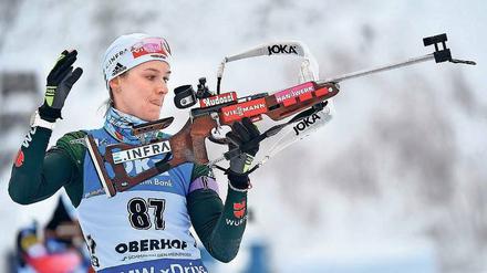 Schuss mit lustig. Denise Herrmann landete nur auf Rang 36. 