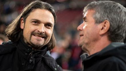 Weiter gemeinsam? Düsseldorfs Sportvorstand Lutz Pfannenstiel (l.) und Trainer Trainer Friedhelm Funkel.