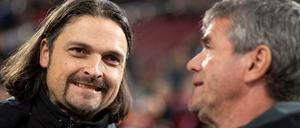 Weiter gemeinsam? Düsseldorfs Sportvorstand Lutz Pfannenstiel (l.) und Trainer Trainer Friedhelm Funkel.