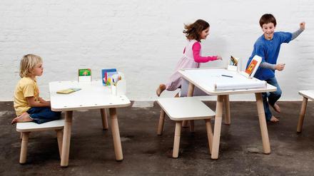 Mit dem „Growing table“ fing es für Olaf Schroeder an. Drei Beinelemente zum Einschrauben machen vier Tischhöhen möglich.
